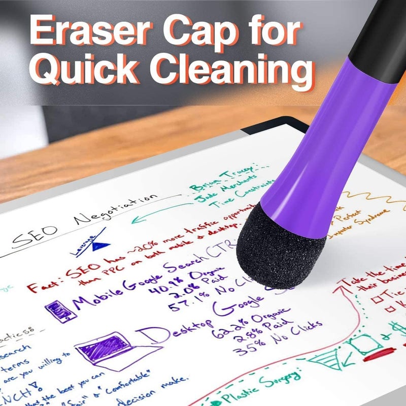 دي إم جي تك أقلام تحديد مغناطيسية قابلة للمسح الجاف، 12 لونًا من أقلام تحديد السبورة البيضاء مع غطاء ممحاة، أقلام تحديد للسبورة البيضاء منخفضة الرائحة، أقلام تحديد رقيقة قابلة للمسح الجاف للأطفال والمعلمين والأدوات المدرسية - Image 5