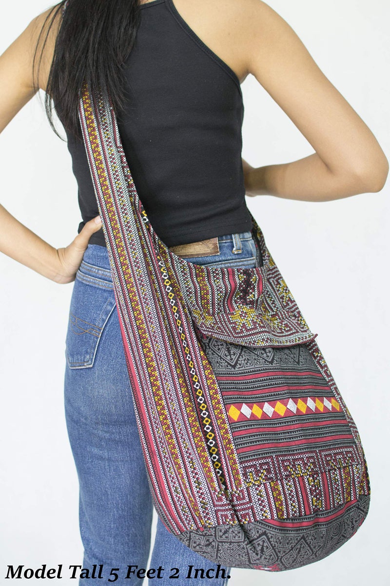 Your Cozy Boho Crossbody Bag for Women â€“ Handmade Cotton Sling Bag Lightweight Unisex Travel Purse with Zipper (Indigo) - Image 3