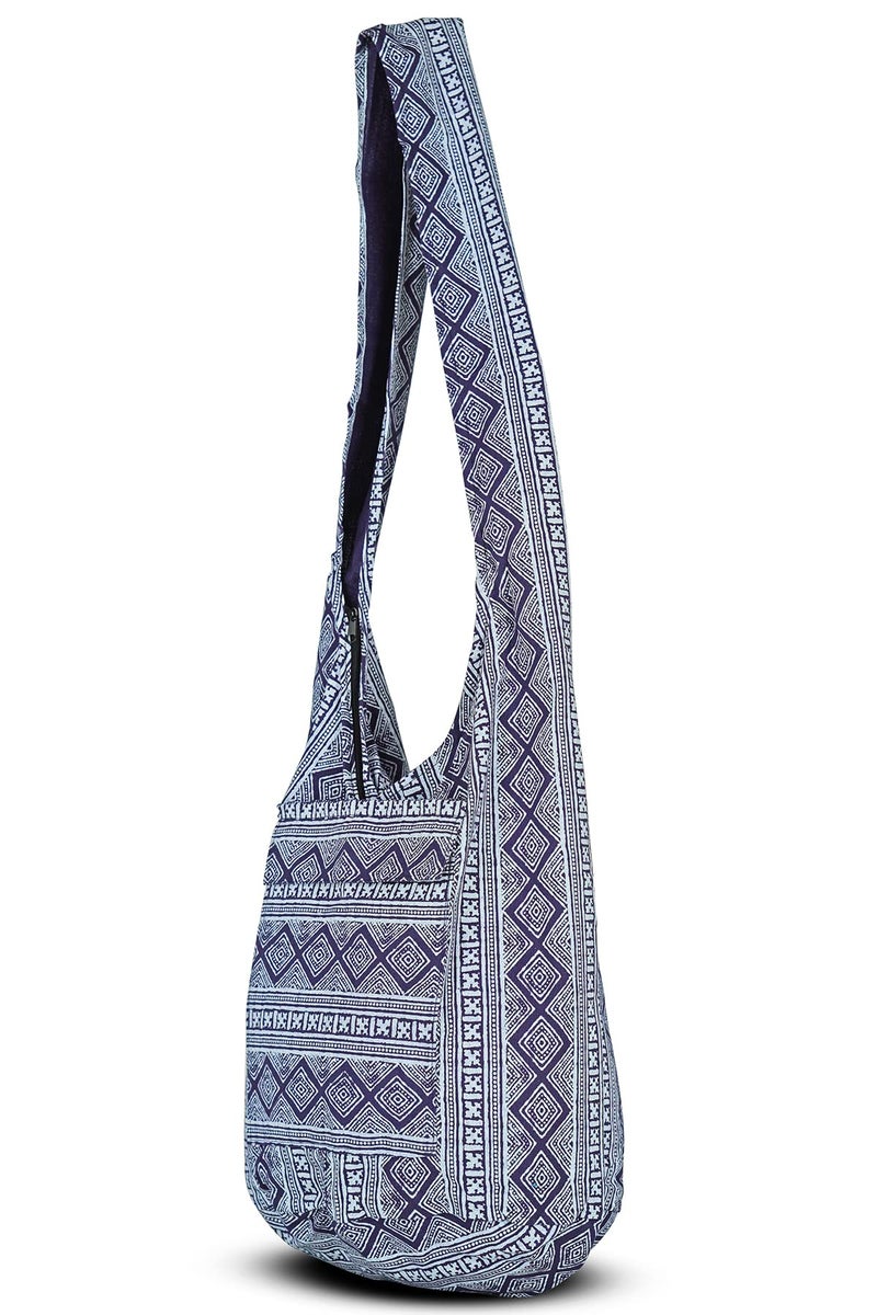Your Cozy Boho Crossbody Bag for Women â€“ Handmade Cotton Sling Bag Lightweight Unisex Travel Purse with Zipper (Indigo) - Image 4