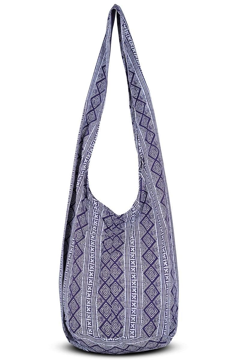 Your Cozy Boho Crossbody Bag for Women â€“ Handmade Cotton Sling Bag Lightweight Unisex Travel Purse with Zipper (Indigo) - Image 5