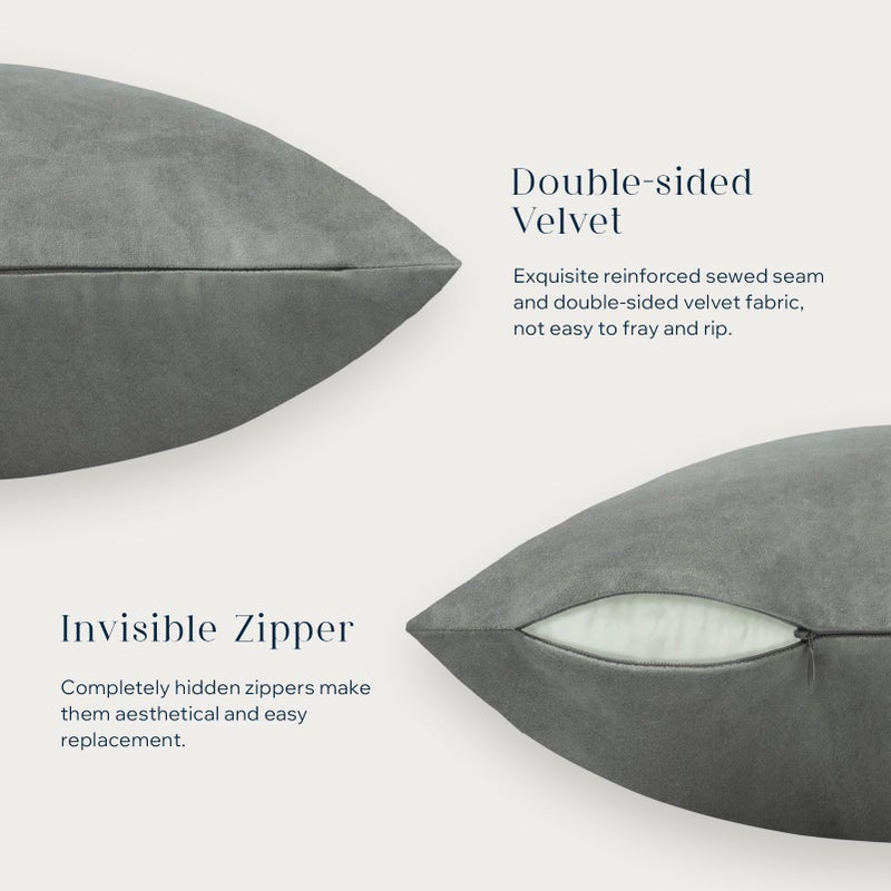 Phantoscope Pack of 2 Velvet Decorative Throw Decorative Pillow Cover Soft Solid Square Cushion Case for Couch Mist Grey 20 x 20 inches 50 x 50 cm - Image 3