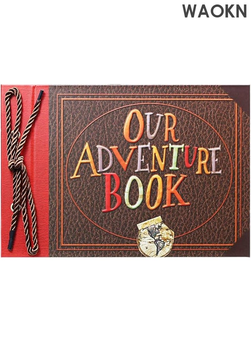 دبليو أيه أو كي أن ألبوم صور قصاصات، كتاب قصاصات مغامراتنا، كلمات منقوشة على غلاف صلب، ألبوم قصاصات سفر للذكرى السنوية، الزفاف، السفر، حفلات استقبال المولود، إلخ (كتاب مغامرات) أحمر - Image 1