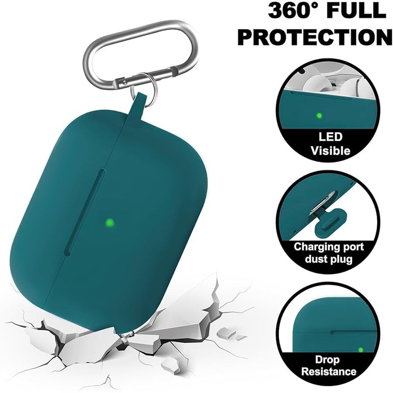 Woyinger Full-Coverage dustproof Design for AirPods Pro 3 Case Cover with Cleaner Kit, Soft Silicone Cover for AirPods Pro 3rd Generation Comes with Keychain,Suitable for 3rd Generation,Pine Green - Image 3