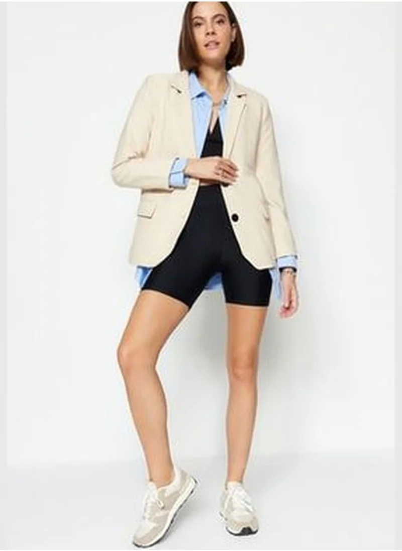 trendyol Stone Woven Blazer Jacket with Regular Lined TWOSS22CE0104