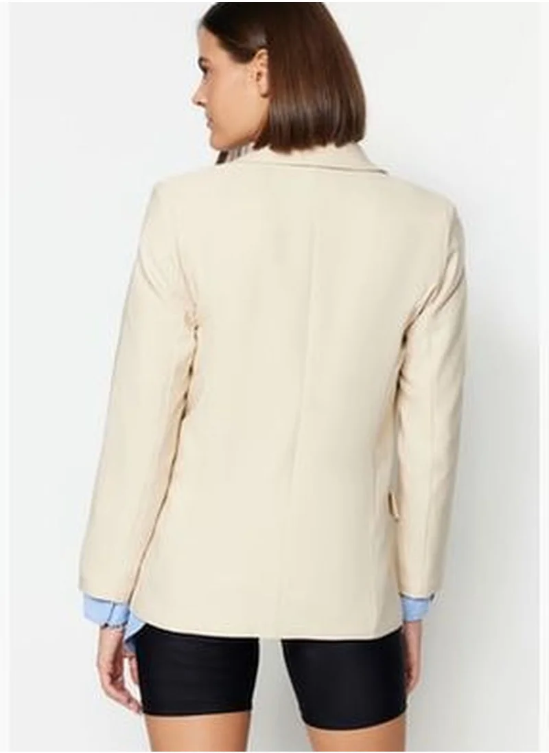 trendyol Stone Woven Blazer Jacket with Regular Lined TWOSS22CE0104