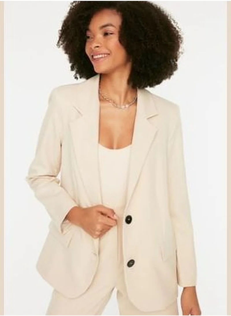 trendyol Stone Woven Blazer Jacket with Regular Lined TWOSS22CE0104