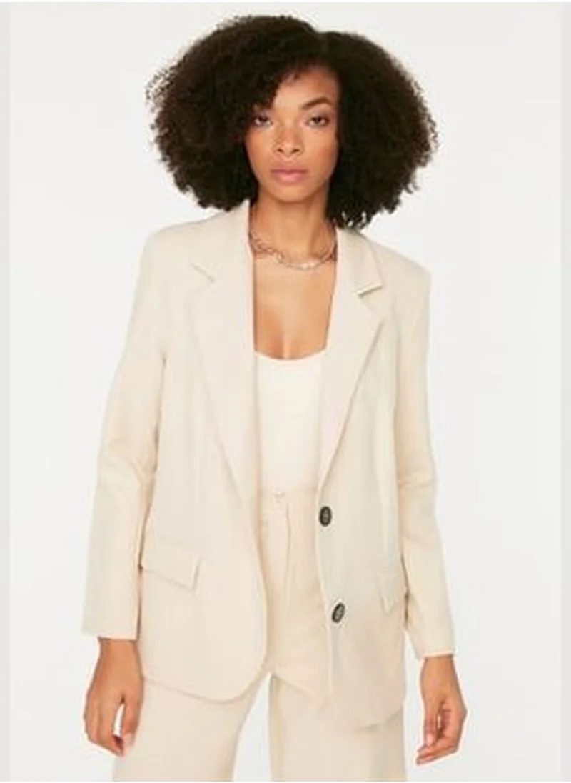 trendyol Stone Woven Blazer Jacket with Regular Lined TWOSS22CE0104