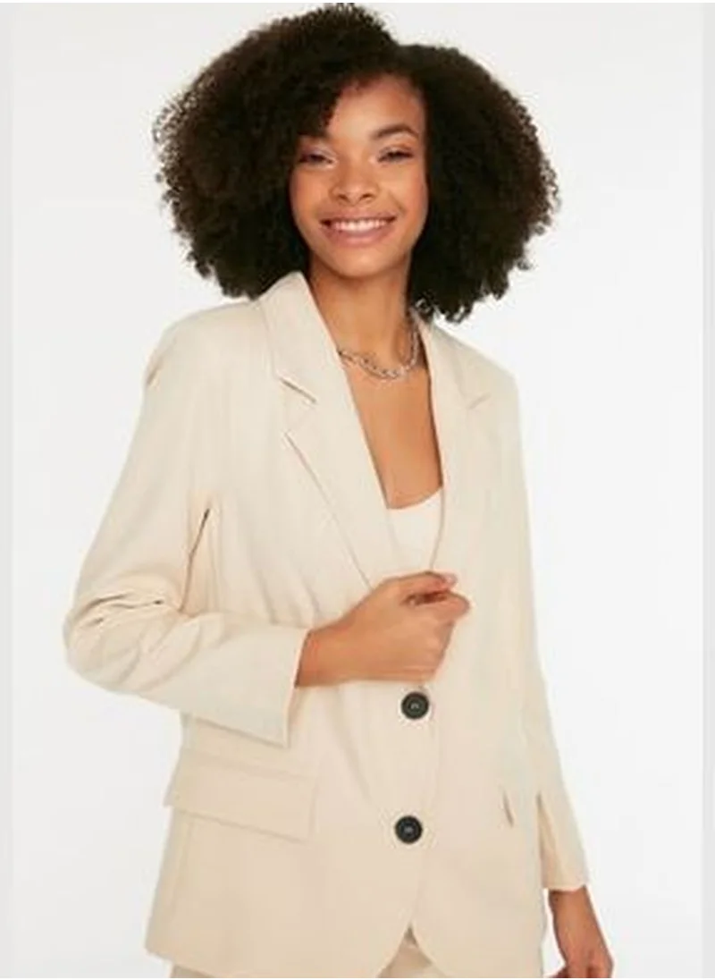 trendyol Stone Woven Blazer Jacket with Regular Lined TWOSS22CE0104