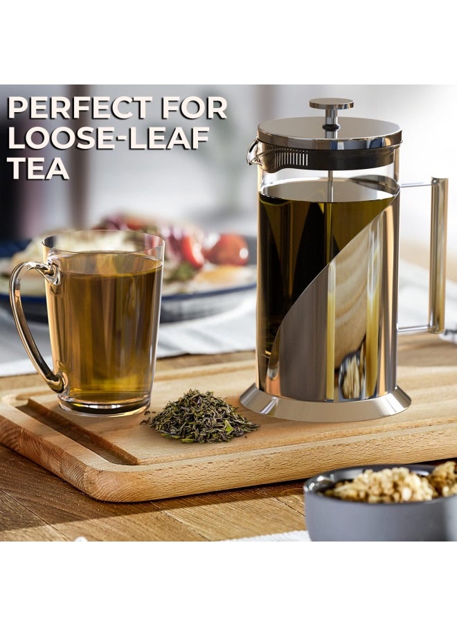 Generic - Cafe Du Chateau  French Press Coffee Maker - Large 34 Oz Glass Carafe - Stainless Steel Coffee Presses With 4 Level Filter - Image 1