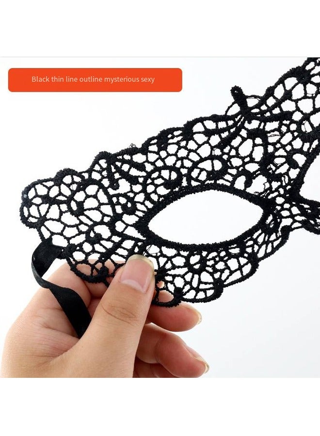 4 Pieces Women Lace Eye Mask, Masquerade Masks Mysterious Face Venetian Eyemask for Carnival Party Costume Ball, Black - Image 5