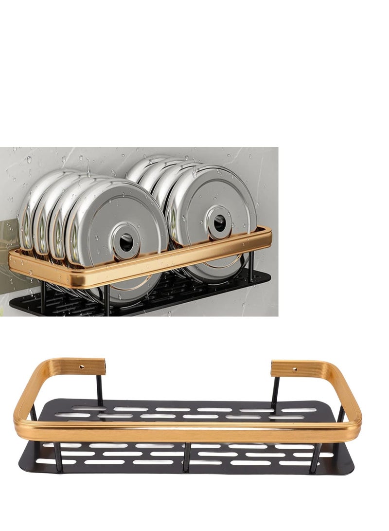 Shower Caddy 2Pack No-Drilling Organiser Bathroom Caddy Shower Storage Bathroom Shelf Rack Bathroom Accessory Shower Holder  Black Gold Space Aluminum Bracket  - Image 3