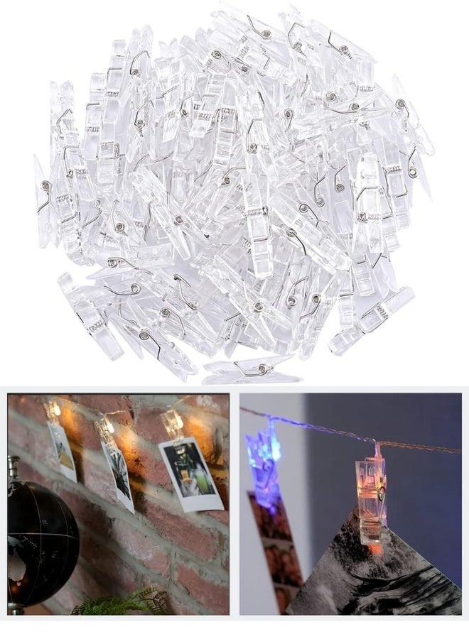 24 Pcs Clear Mini Plastic Clips – Transparent Photo Clothespins for String Fairy Lights, Polaroid Pictures, Crafts & Decorations, Small Clear Binder Utility Clips for Home Decor, Clothes Line, Photo Hanging, Fairy Light Display, Mini Clear Clothespins, Plastic Photo Clips, Decorative Pins, Polaroid Picture Holders - Image 1