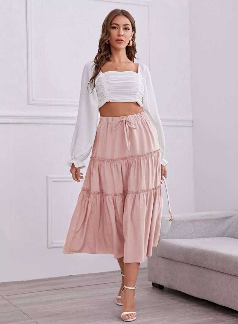 Knot Front Ruffle Hem Skirt - Image 3