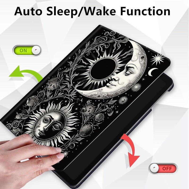 غلاف Amazon Kindle Scribe مقاس 10.2 بوصة - حامل قابل للدوران 360 درجة، غلاف واقي ذكي - تصميم Soon Moon Stars Black - Image 2