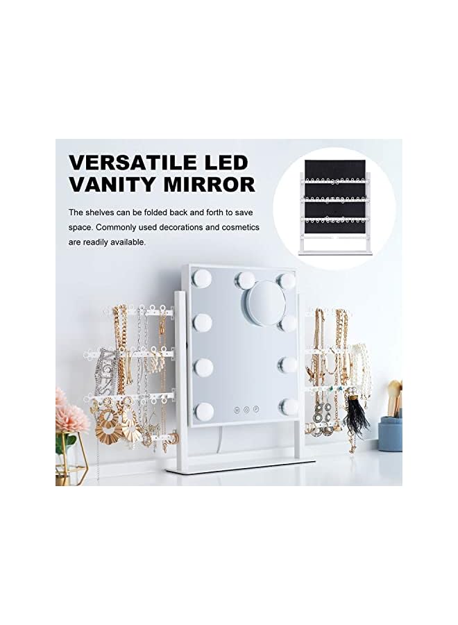 The Bros Hollywood Makeup Mirror and Necklace Stand-Holder – 360°Rotation Vanities Mirror with 9 Dimmable LED Bulbs, Tabletop with Bedroom & Cloakroom & Powder Room, Ultra-Thin Metal Frame Design  - Image 2