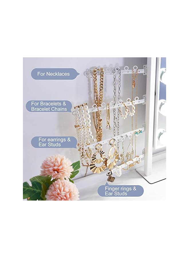 The Bros Hollywood Makeup Mirror and Necklace Stand-Holder – 360°Rotation Vanities Mirror with 9 Dimmable LED Bulbs, Tabletop with Bedroom & Cloakroom & Powder Room, Ultra-Thin Metal Frame Design  - Image 3