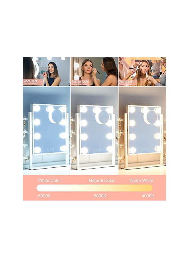 The Bros Hollywood Makeup Mirror and Necklace Stand-Holder – 360°Rotation Vanities Mirror with 9 Dimmable LED Bulbs, Tabletop with Bedroom & Cloakroom & Powder Room, Ultra-Thin Metal Frame Design  - Image 5