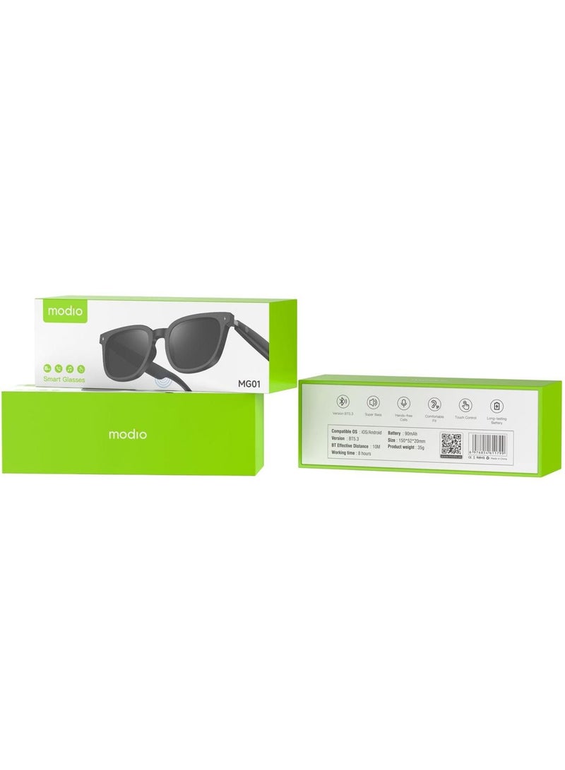 Modio MG01 Smart Audio Glasses – Bluetooth 5.3, HD Stereo Sound, Touch Control, Long Battery Life, Stylish Lightweight Sunglasses for Music & Calls - Image 2