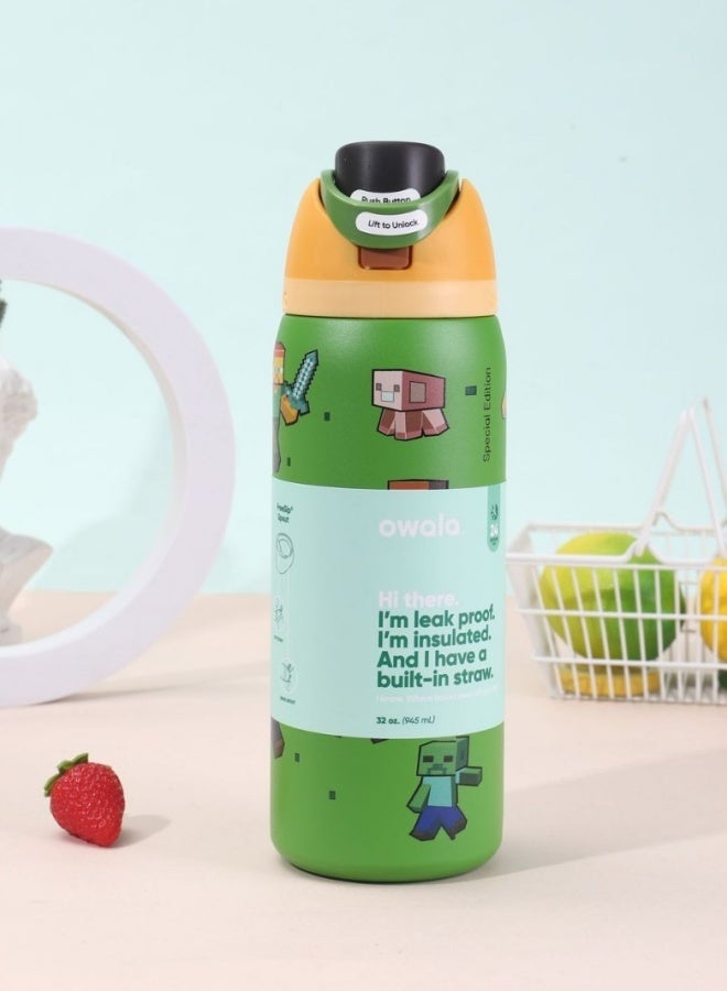 Insulated Stainless Steel Water Bottle with Straw – Double-Wall, BPA-Free for Sports & School - Image 1