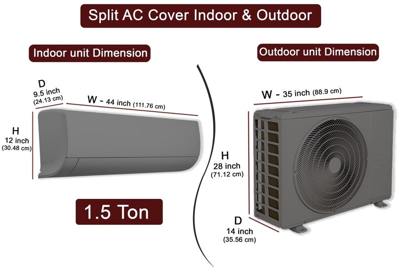 Wings Star Split ac cover for indoor and outdoor unit of 1 ton ac waterproof and dustproof Black Floral pattern KUM174 - Image 3