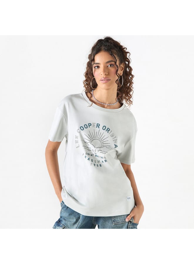 Lee Cooper Lee Cooper Printed Round Neck T-shirt with Short Sleeves - Image 1