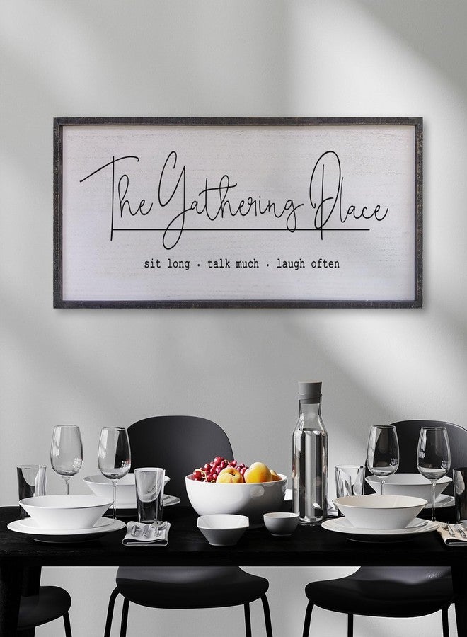 Surfapans The Gathering Place Sign 32”X12”Modern Farmhouse For Dining Room Or Kitchen Sit Long Talk Much Laugh Often (Black) - Image 4
