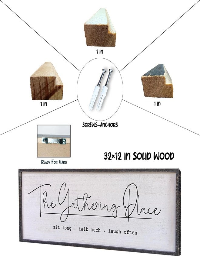 Surfapans The Gathering Place Sign 32”X12”Modern Farmhouse For Dining Room Or Kitchen Sit Long Talk Much Laugh Often (Black) - Image 2