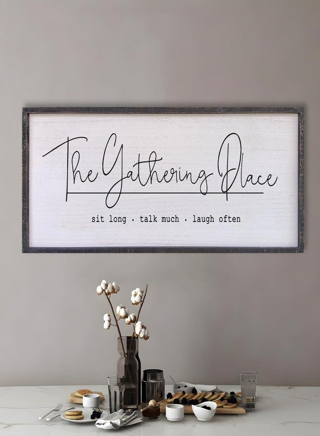 Surfapans The Gathering Place Sign 32”X12”Modern Farmhouse For Dining Room Or Kitchen Sit Long Talk Much Laugh Often (Black) - Image 5