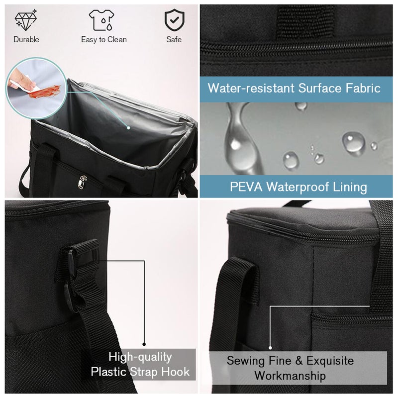 Portable Insulated Lunch Bag Reusable Lunch Box Container 15L Capacity with Top Carry Handle Shoulder Strap for Kids Boys Girls School Men Women Office Work Picnic Hiking - Image 4