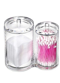 Generic Makeup Organizer Cotton Pad Holder Swab Bowl Box with 2 Compartments and Lid, Brush Holder, Bathroom Chiading Clear Acrylic Cosmetic Dispenser...  - Image 1