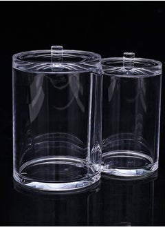 Generic Makeup Organizer Cotton Pad Holder Swab Bowl Box with 2 Compartments and Lid, Brush Holder, Bathroom Chiading Clear Acrylic Cosmetic Dispenser...  - Image 2