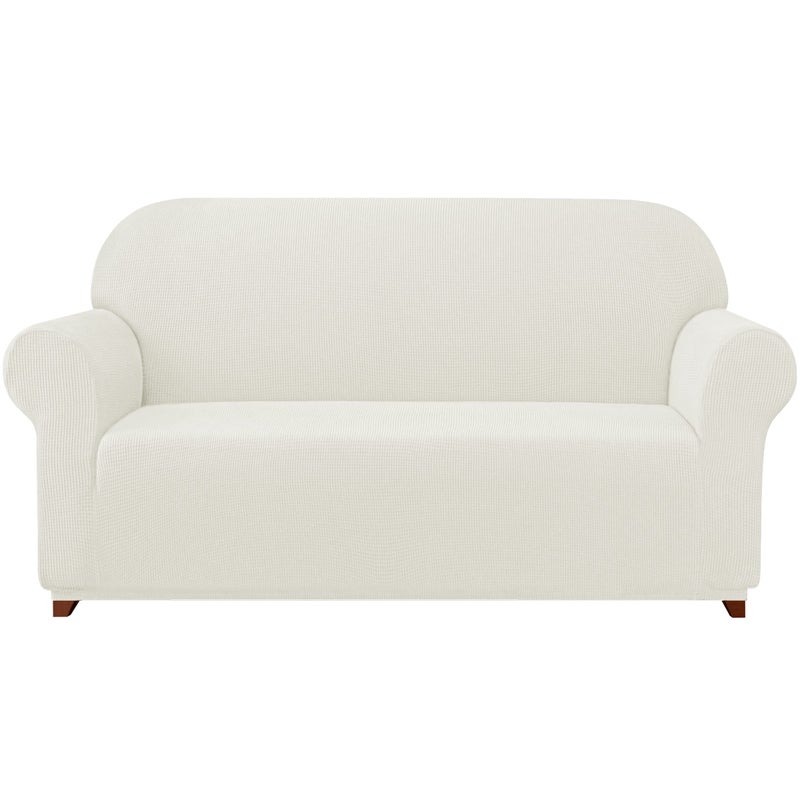 CHUN YI 2PC Stretch Couch Cushion Covers  Sofa Seat Slipcovers Suitable for Armchair Loveseat Sofa with Spandex Jacquard Fabric(2pc Ivory White) - Image 3