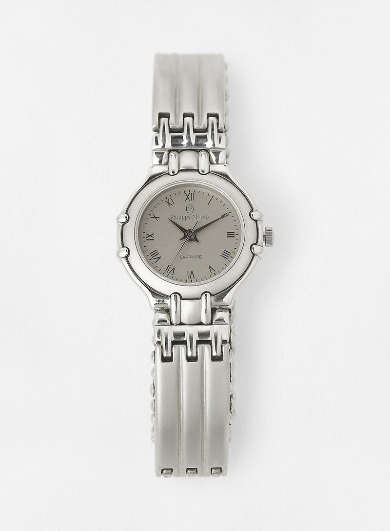 Philippe Moraly ساعة يد معدنية تناظرية M8302WY - 23.4 مم - فضية - Image 1