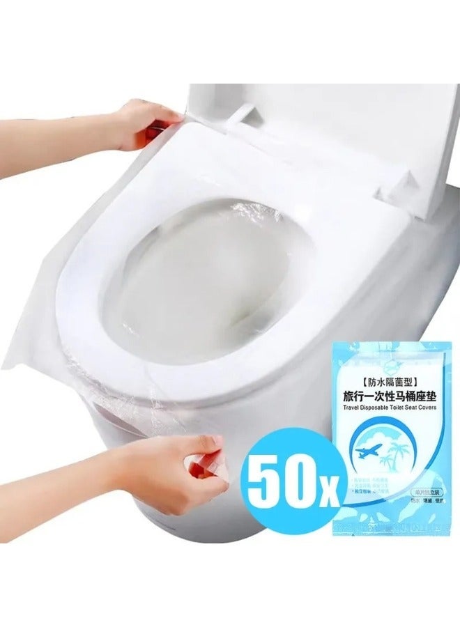 50-Piece Disposable Toilet Seat Cover Set Clear - Image 2