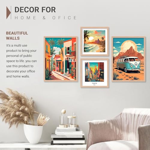 walllane Wood - Beige Colour Modern Art Painting For Living Room | Travel Painting With Frame | Painting For Wall Decoration (10 Inch X 13 Inch) Set 4 Cate- 037 - Image 3