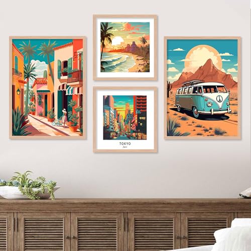 walllane Wood - Beige Colour Modern Art Painting For Living Room | Travel Painting With Frame | Painting For Wall Decoration (10 Inch X 13 Inch) Set 4 Cate- 037 - Image 4