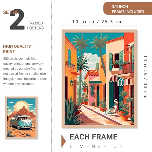 walllane Wood - Beige Colour Modern Art Painting For Living Room | Travel Painting With Frame | Painting For Wall Decoration (10 Inch X 13 Inch) Set 4 Cate- 037 - Image 2