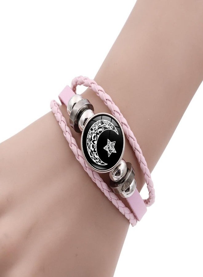 Thalireth Sun And Moon Couples Friendship Matching Love Bracelets Leather Y2k Spirilet Glow In The Dark Bracelets 2PCS, standard size, Faux Leather, no gemstone - Image 4
