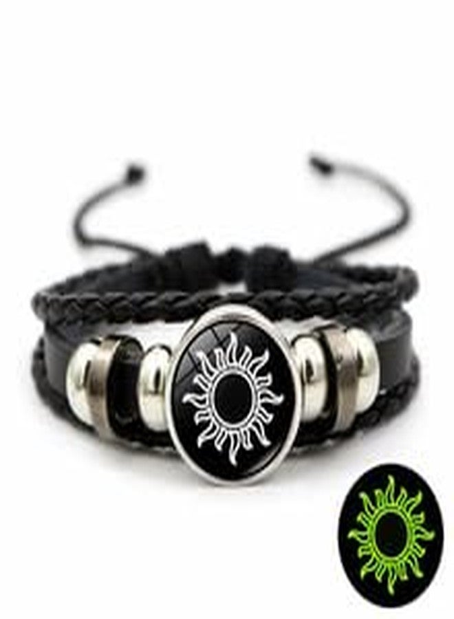 Thalireth Sun And Moon Couples Friendship Matching Love Bracelets Leather Y2k Spirilet Glow In The Dark Bracelets 2PCS, standard size, Faux Leather, no gemstone - Image 2