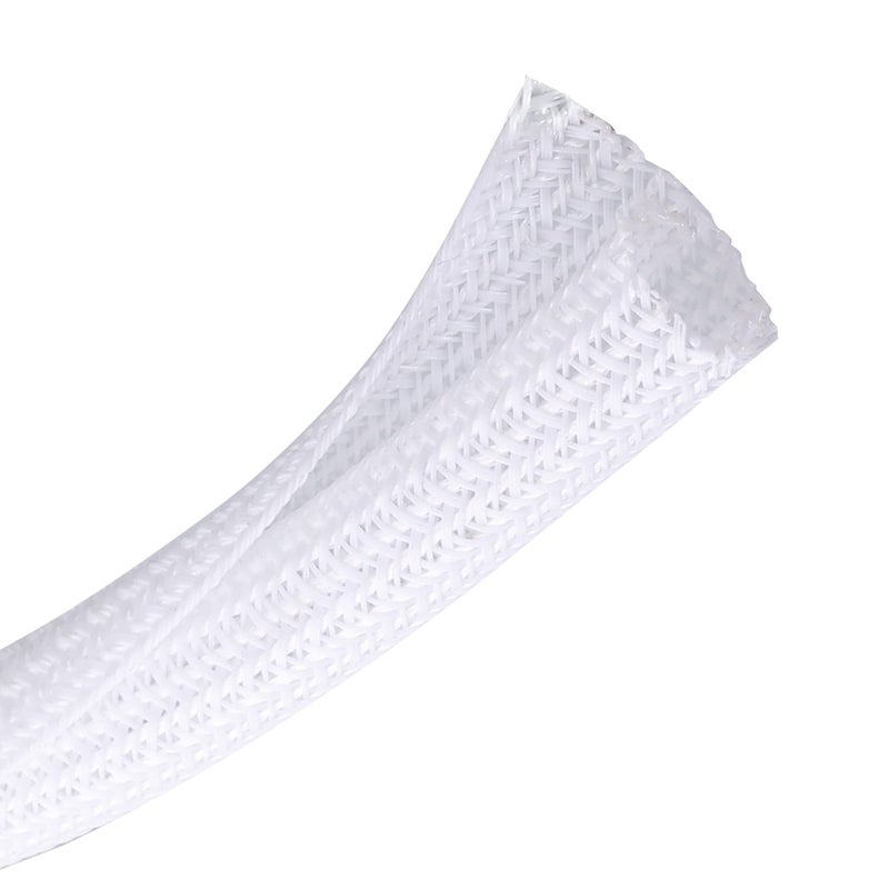 CrocSee 10ft - 1/2 inch Braided Cable Management Sleeve Cord Protector - Self-Wrapping Split Wire Loom for TV/Computer/Home Theater/Engine Bay - White - Image 1