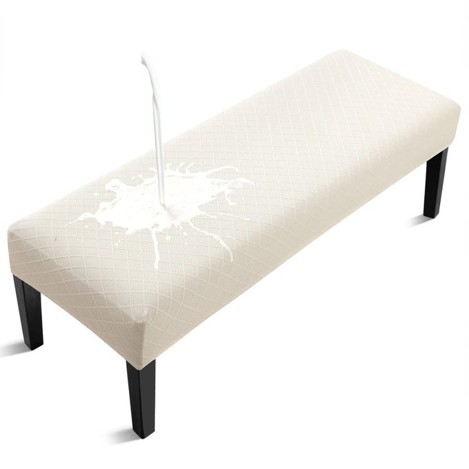 WATERPROOF DINING BENCH COVER REMOVABLE BENCH SLIPCOVER WASHABLE BENCH SEAT PROTECTOR COVER FOR LIVING ROOM BEDROOM KITCHEN BEIGE