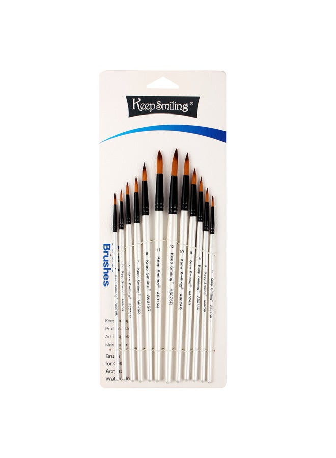 Keep Smiling Hot Nylon Brush 12 Pearly White Pointed Propylene Brush Goulianbi Art Supplies - Image 2