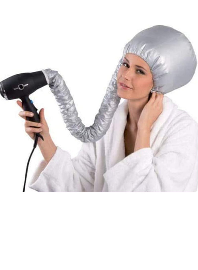 Generic Hair Dryer Cap Soft Portable Hair Drying Bonnet for Women Silver Color - Image 2