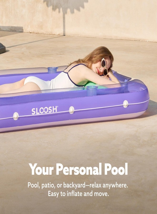 Sloosh كرسي استرخاء قابل للنفخ من SLOOSH، 70 × 46 بوصة، عوامة مسبح للبالغين مع وسادة، حوض شمس 4 في 1، طوف، كرسي استرخاء للتشمس في الماء، حوض كرات، هدايا الحفلات، مقاس كبير، بنفسجي وأخضر - Image 3