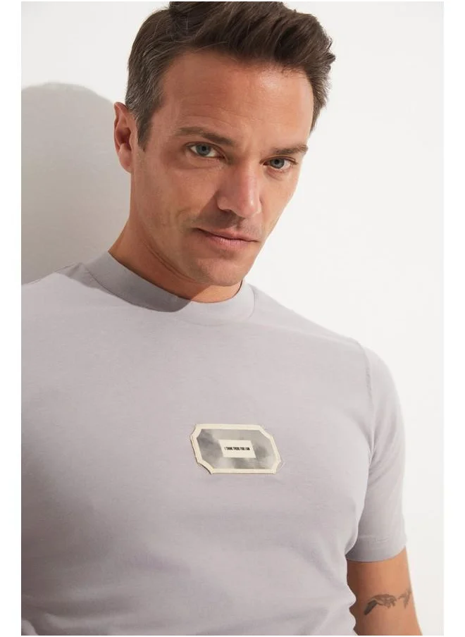 JUNE June Men Regular Fit Printed Crew Neck Tshirt Grey