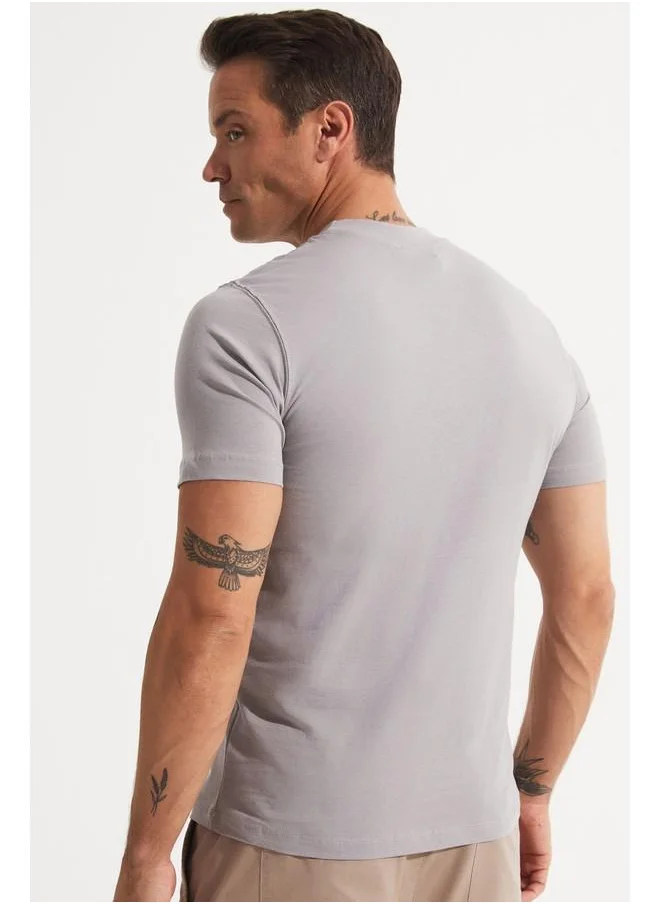 JUNE June Men Regular Fit Printed Crew Neck Tshirt Grey