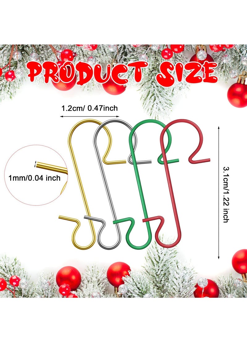 SYOSI Festival Ornament Hooks 200 Pcs with Storage Box, Colorful Hangers in Silver, Gold, Red, Green for Tree Decorations  - Image 5
