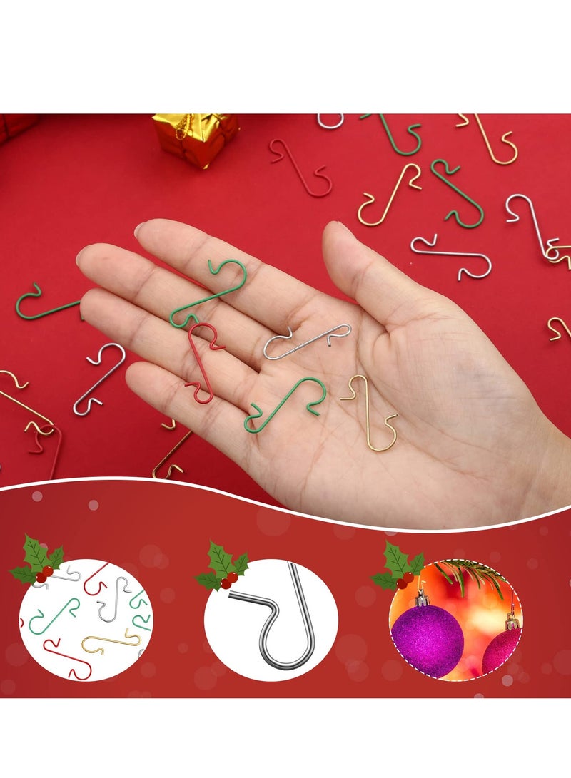 SYOSI Festival Ornament Hooks 200 Pcs with Storage Box, Colorful Hangers in Silver, Gold, Red, Green for Tree Decorations  - Image 2