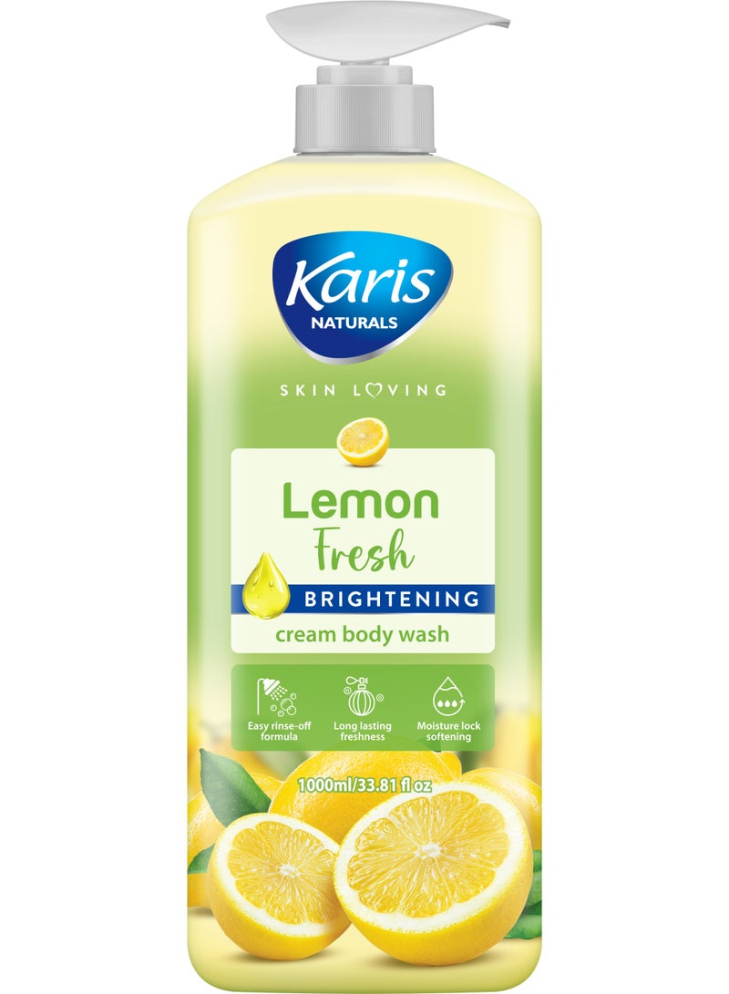 KARIS LEMON FRESH BRIGHTENING CREAM BODY WASH 1000ML - Image 1