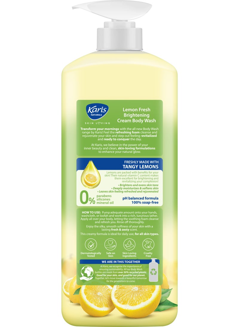 KARIS LEMON FRESH BRIGHTENING CREAM BODY WASH 1000ML - Image 2